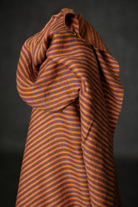 orange blue brown stripy linen fabric