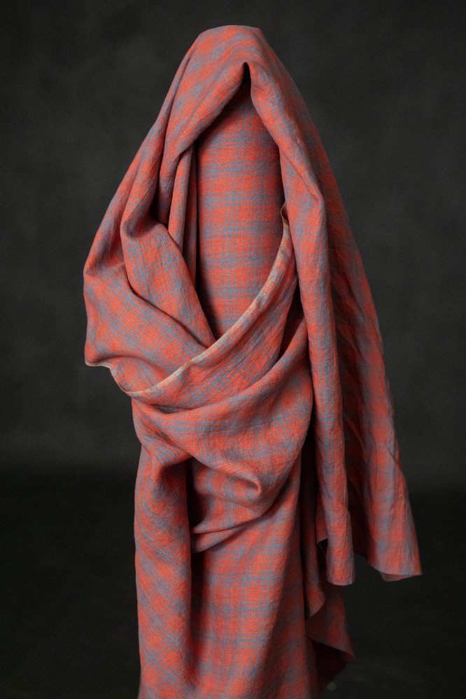 blue red check fabric