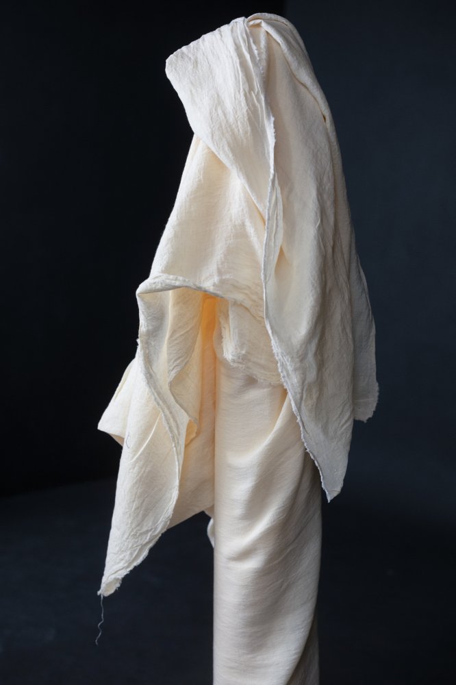 milky white extra wide laundered linen fabric