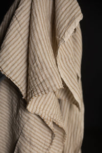 warm sand extra wide laundered linen stripe fabric