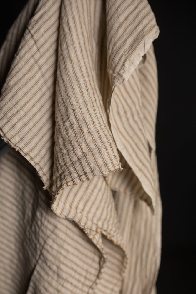 warm sand extra wide laundered linen stripe fabric