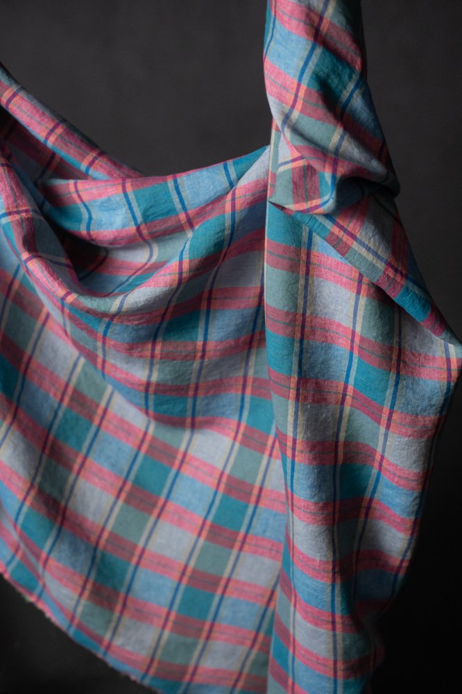 Berry check european laundered linen fabric