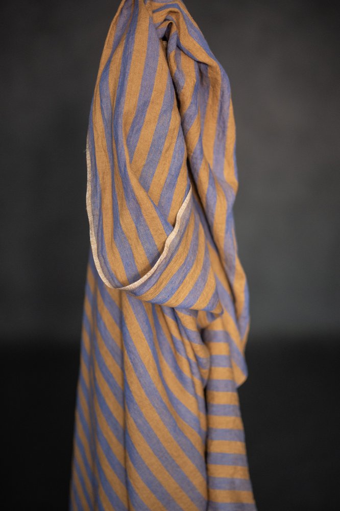 European Laundered Linen Stripe - Honey Plum