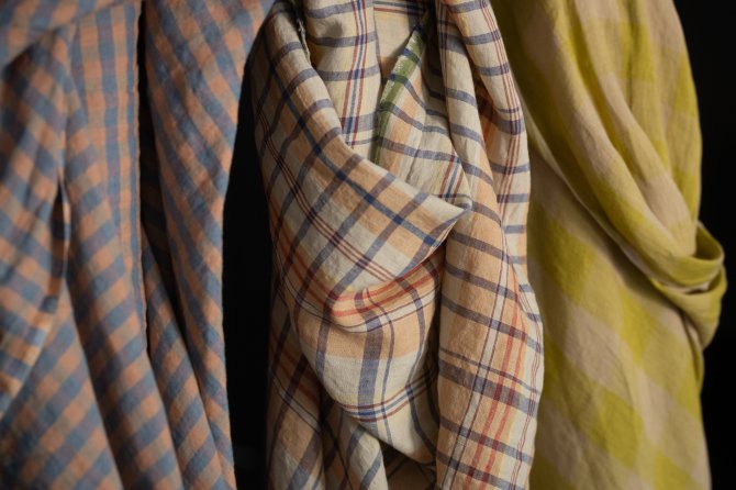 European Laundered Linen Check - Lazy Lupins