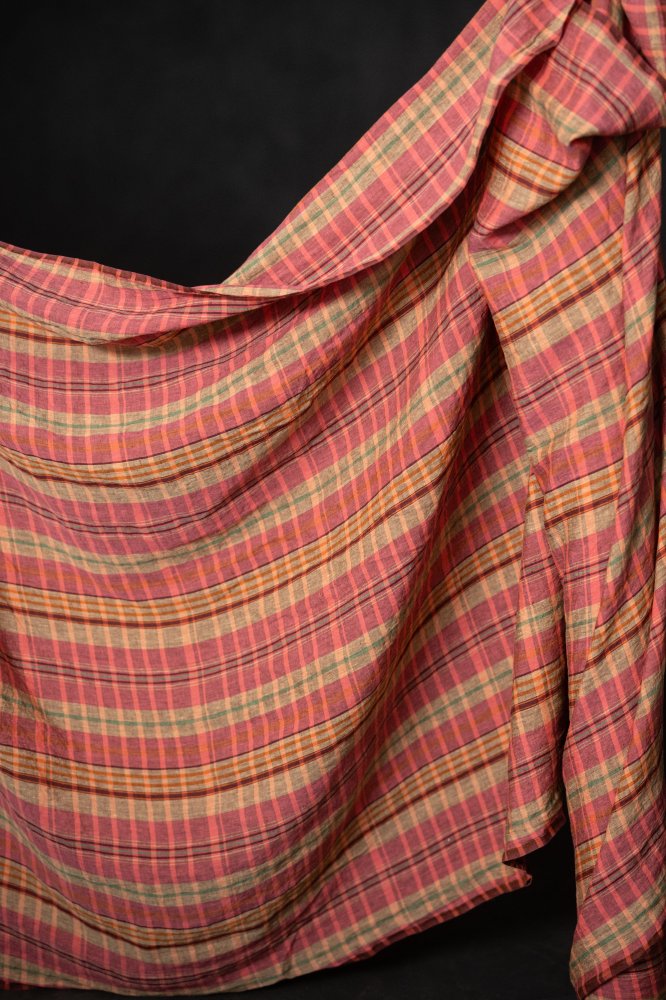 pink checked linen