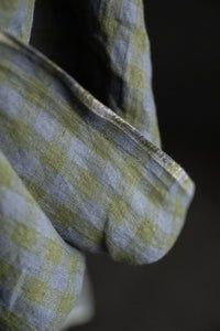 green blue gingham linen