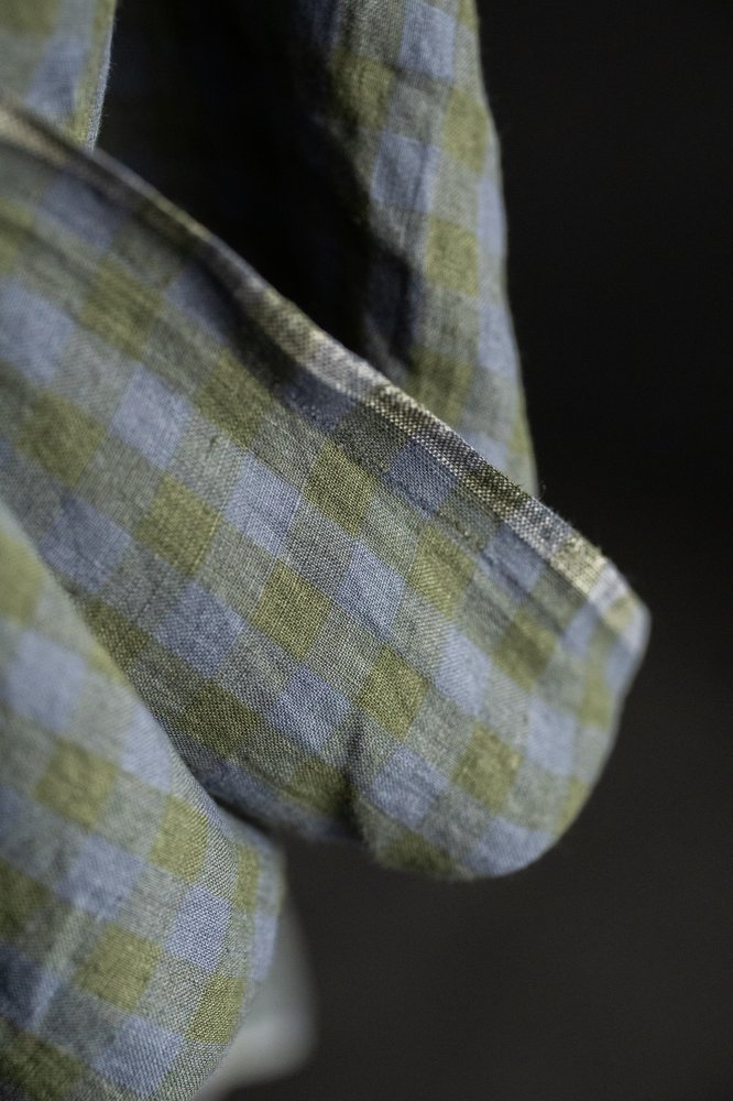 green blue gingham linen