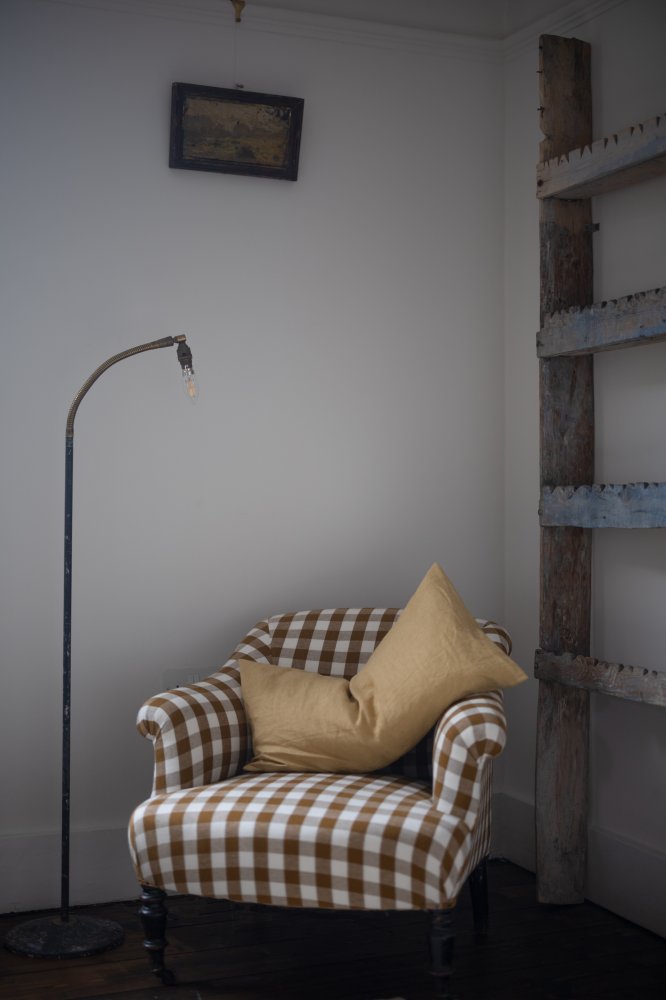 European Laundered Linen/Cotton Gingham - Bitter Cocoa Garden Party