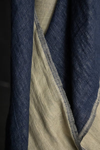 navy double gauze linen fabric