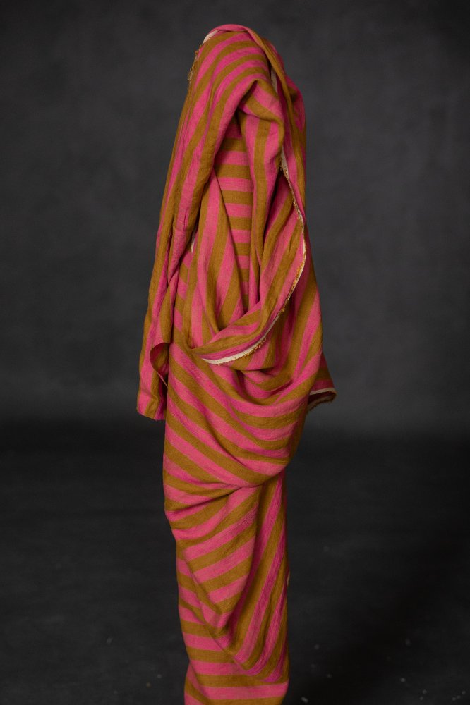 pink ochre stripy fabric