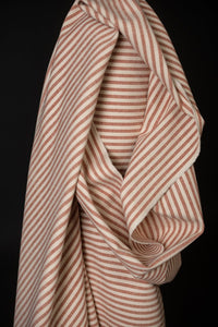 red and white striped recycled cotton upholstery fabric