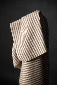 off white and brown heavy weight stripe cotton fabric