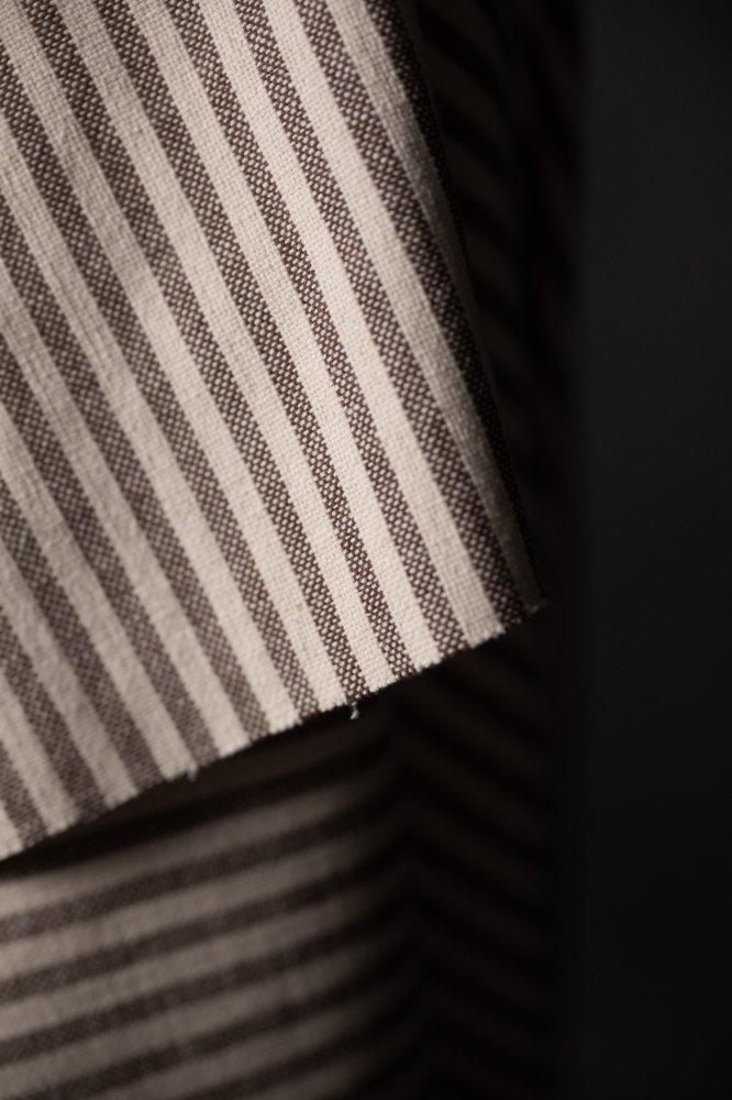 off white and brown heavy weight stripe cotton fabric