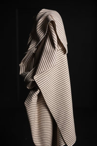 off white and brown heavy weight stripe cotton fabric