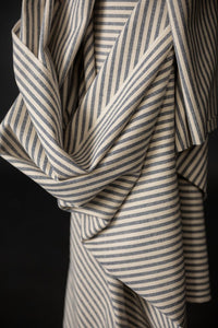 blue and white striped recycled cotton upholstery fabric
