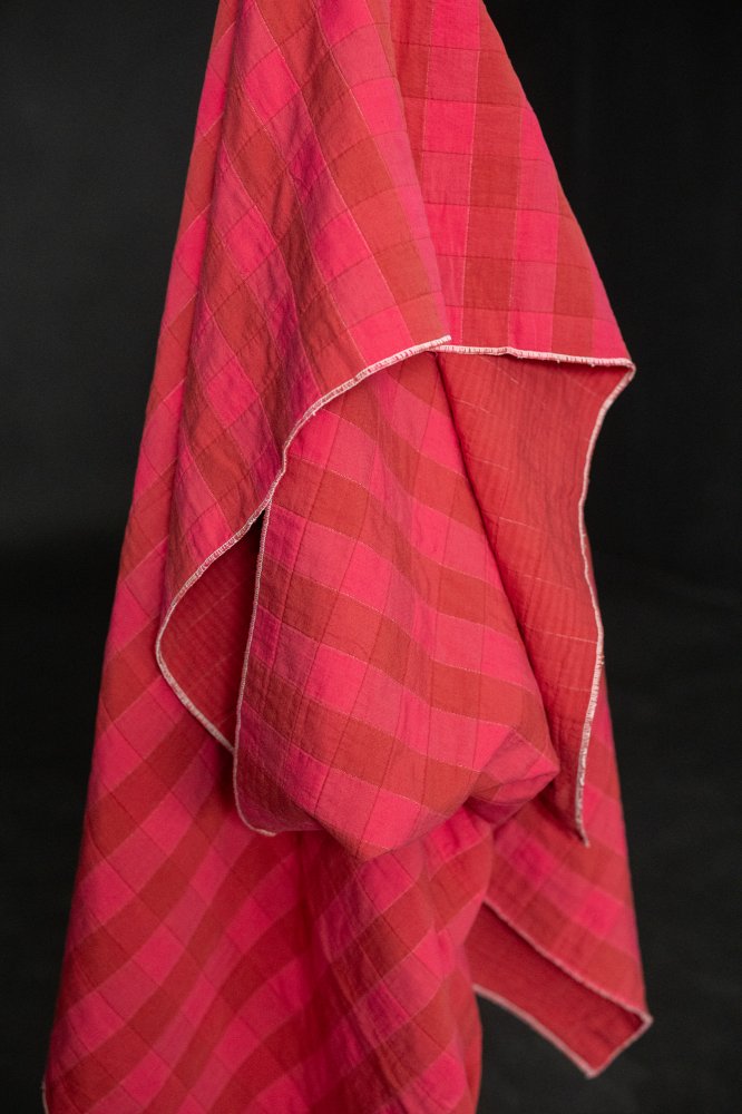 pink red quilted jacquard fabric
