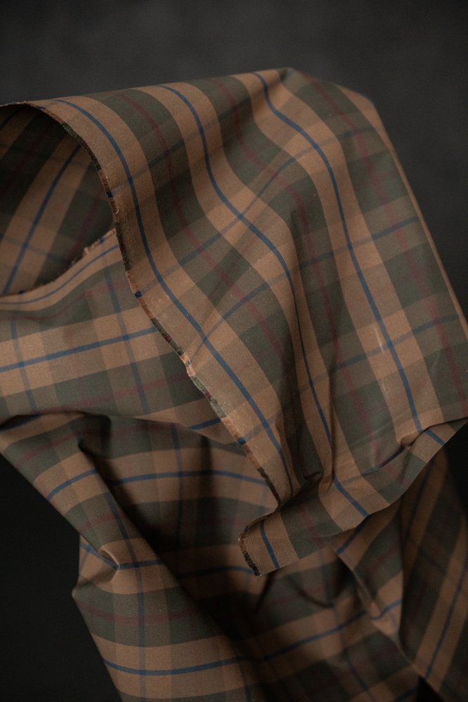 brown tartan oilskin cotton