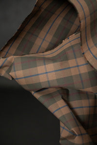 brown tartan oilskin cotton