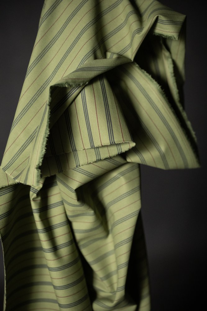 fresh green organic cotton ticking fabric