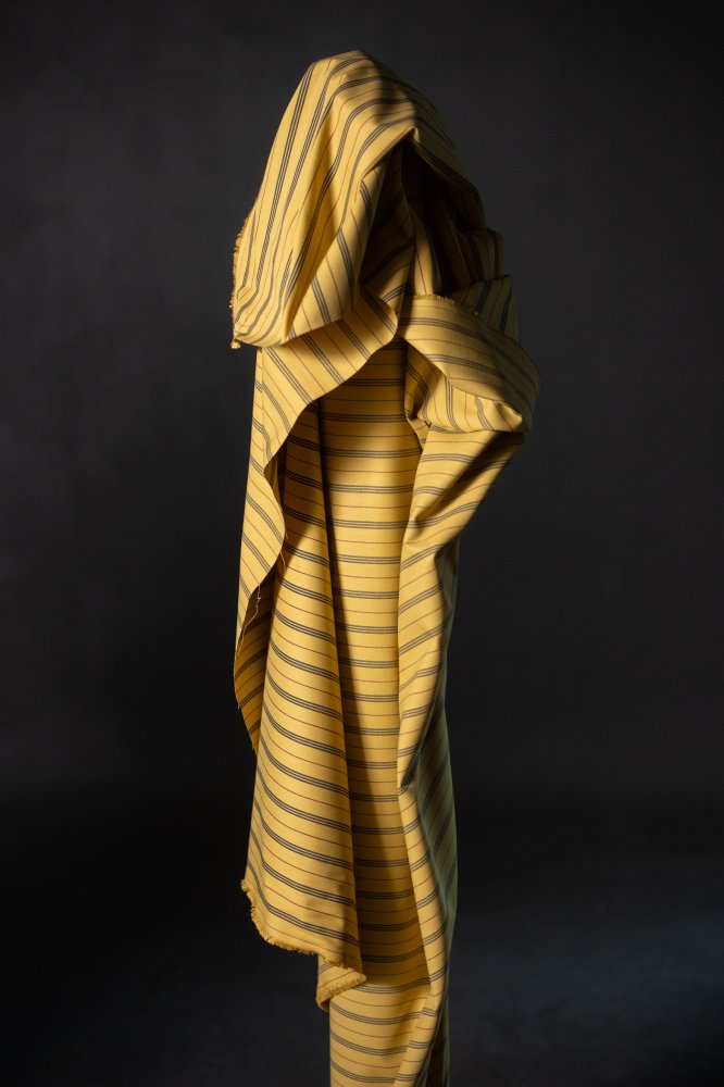 Butter yellow organic cotton ticking fabric