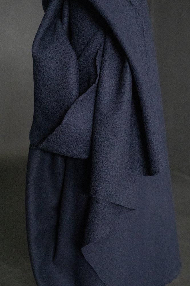 navy textured wool fabric