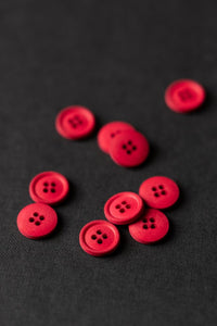 Cotton Button 15mm - Demon Scarlet