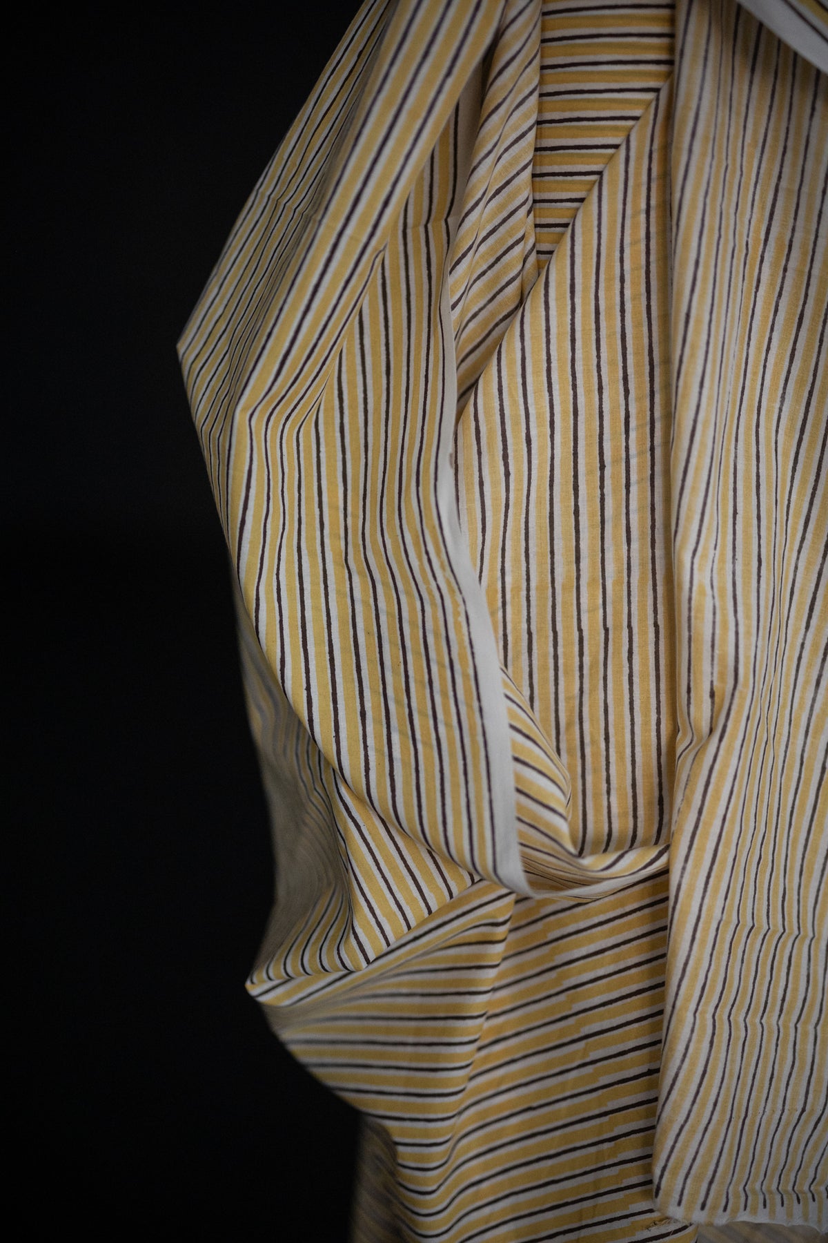 Indian Block Print Cotton - Honeybee Stripe