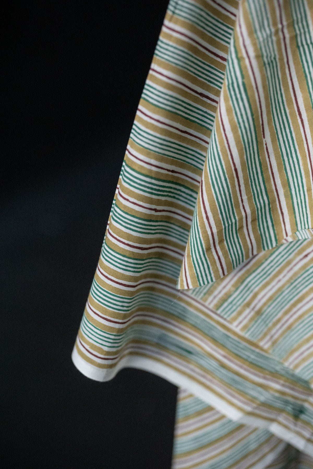 Indian Block Print Cotton - Hummingbird Stripe