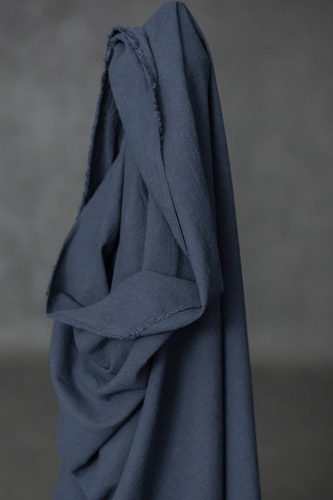 Remnant (Navy Puppytooth Crinkle Japanese Linen/Cotton)