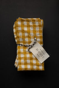 mustard yellow gingham linen napkin