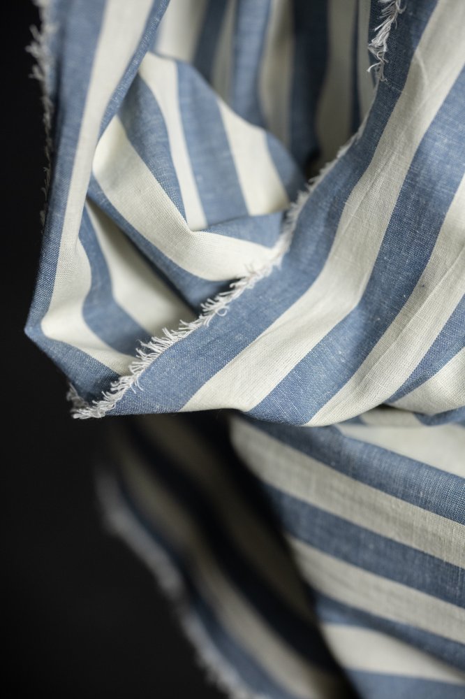 Remnant (Organic Cotton/Linen Stripe Amalfi)