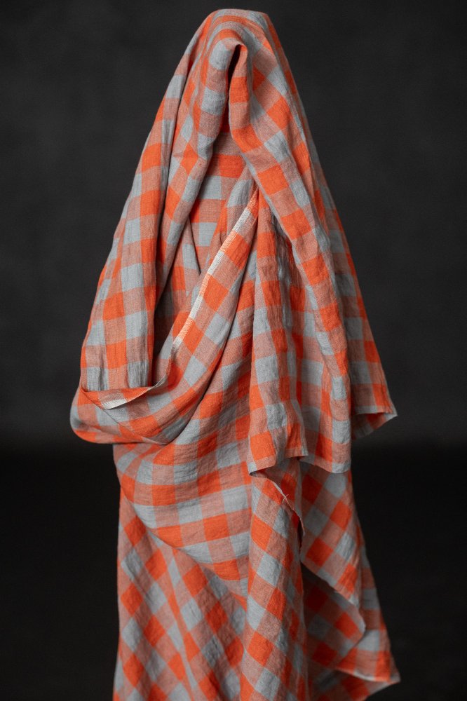 Remnant (Campari Spritz European Laundered Linen Check)