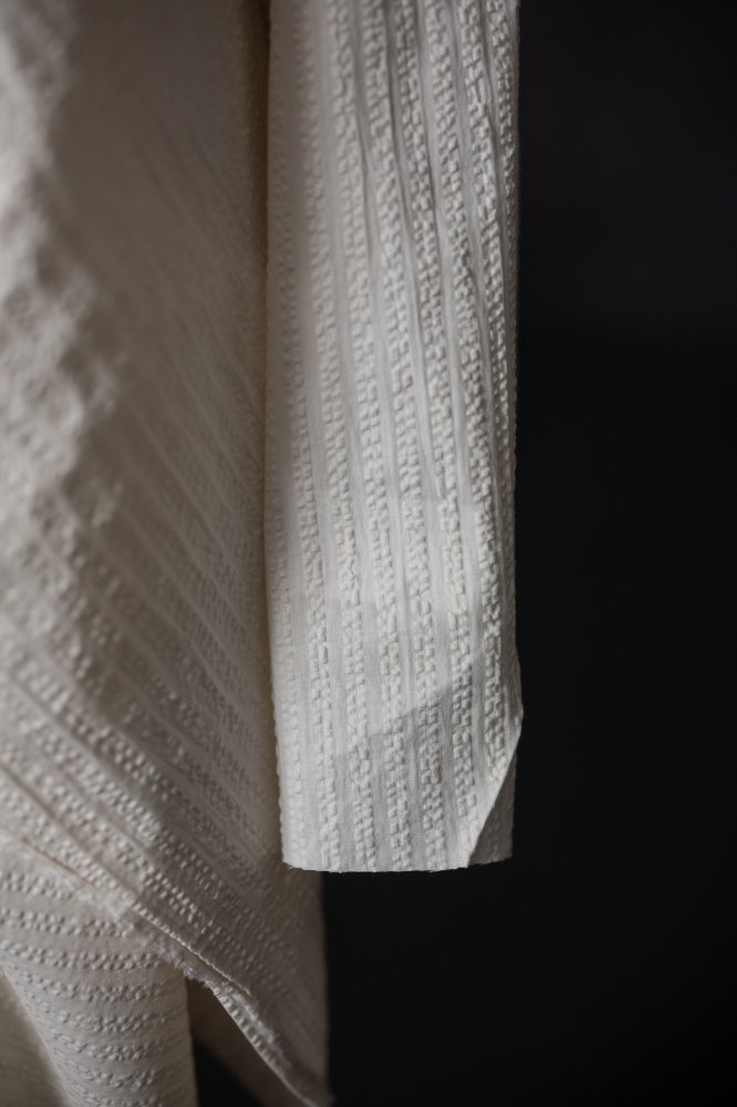 Remnant (Washed White Organic Cotton Seersucker Stripe)