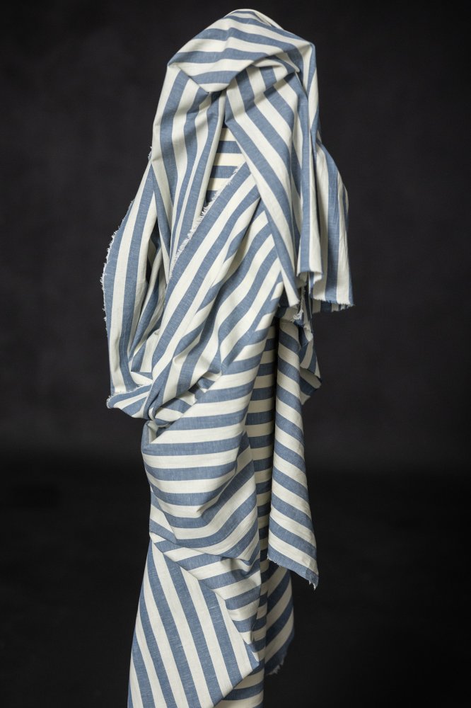 Remnant (Organic Cotton/Linen Stripe Amalfi)