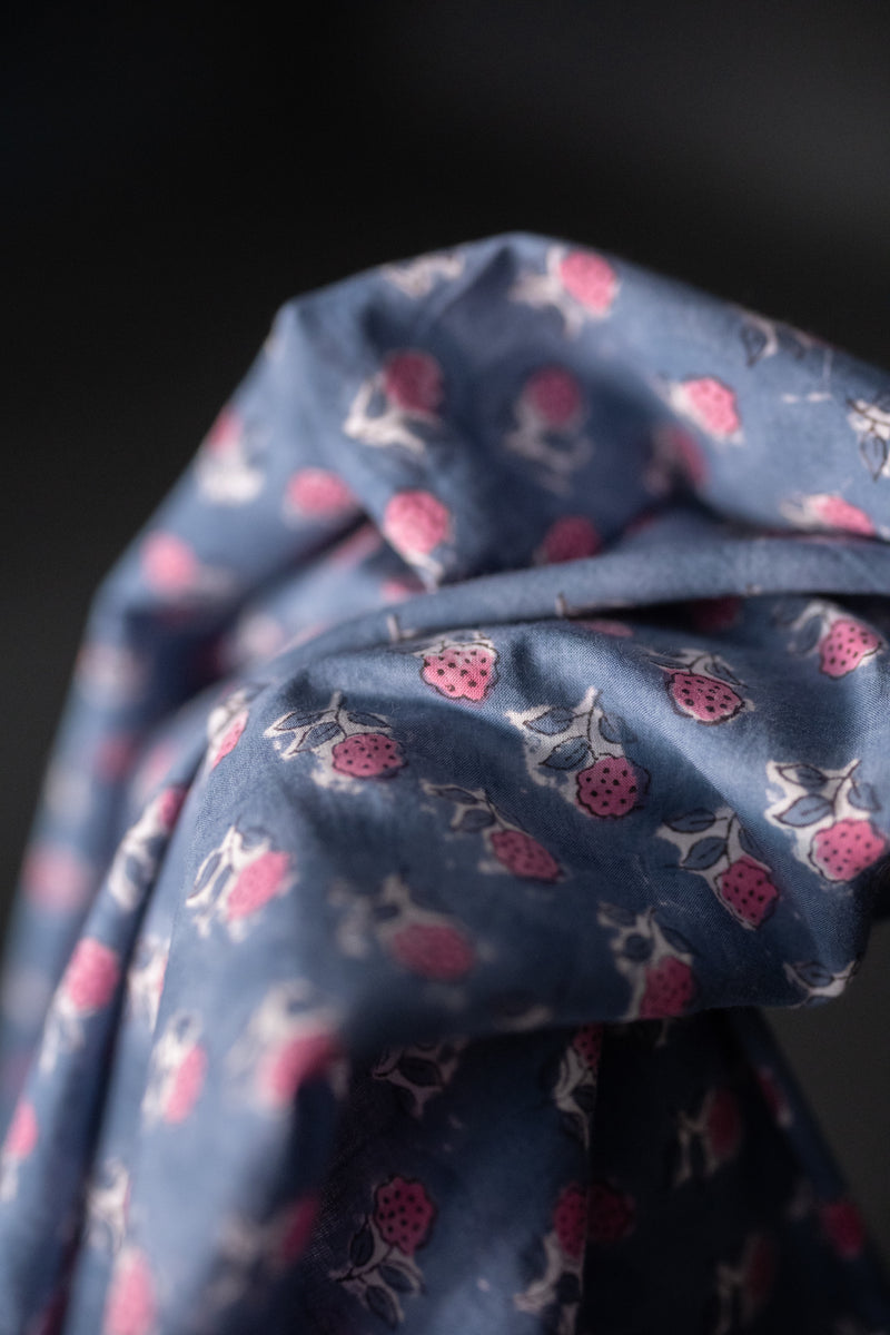 Indian Block Print Cotton - Pink Floret