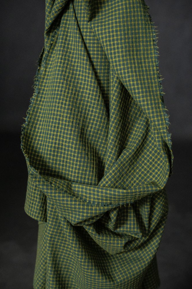 green yellow check japanese cotton wool