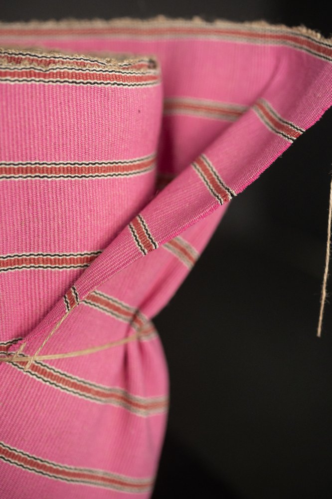 pink red jute runner fabric