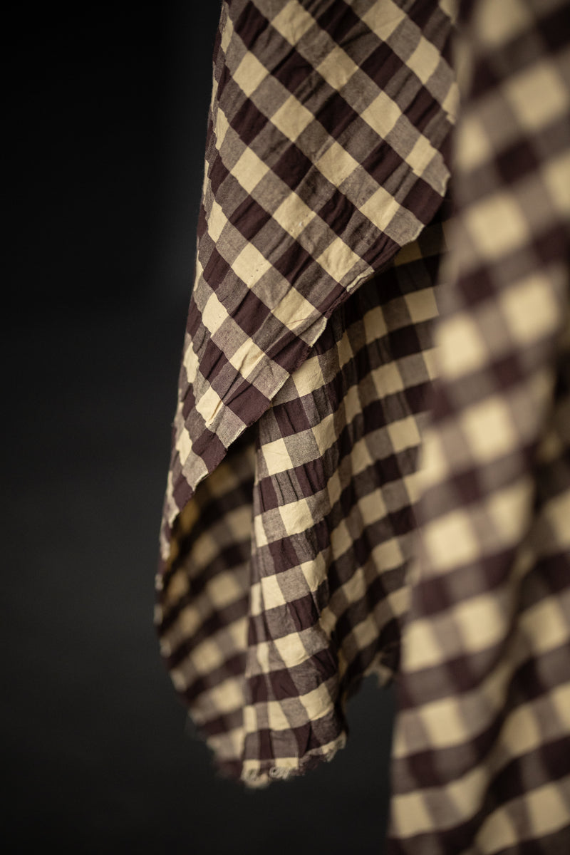 Organic Cotton Gingham Seersucker - Cocoa Wafer