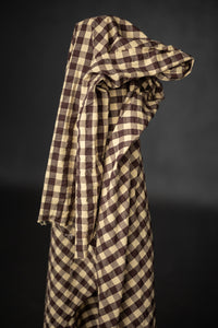 Organic Cotton Gingham Seersucker - Cocoa Wafer