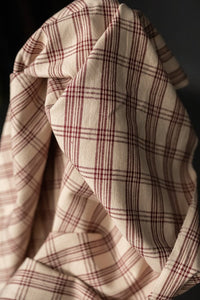 indian cotton red ecru check