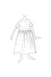 A hand drawn sketch of a boat neck dress