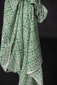green block print floral fabric