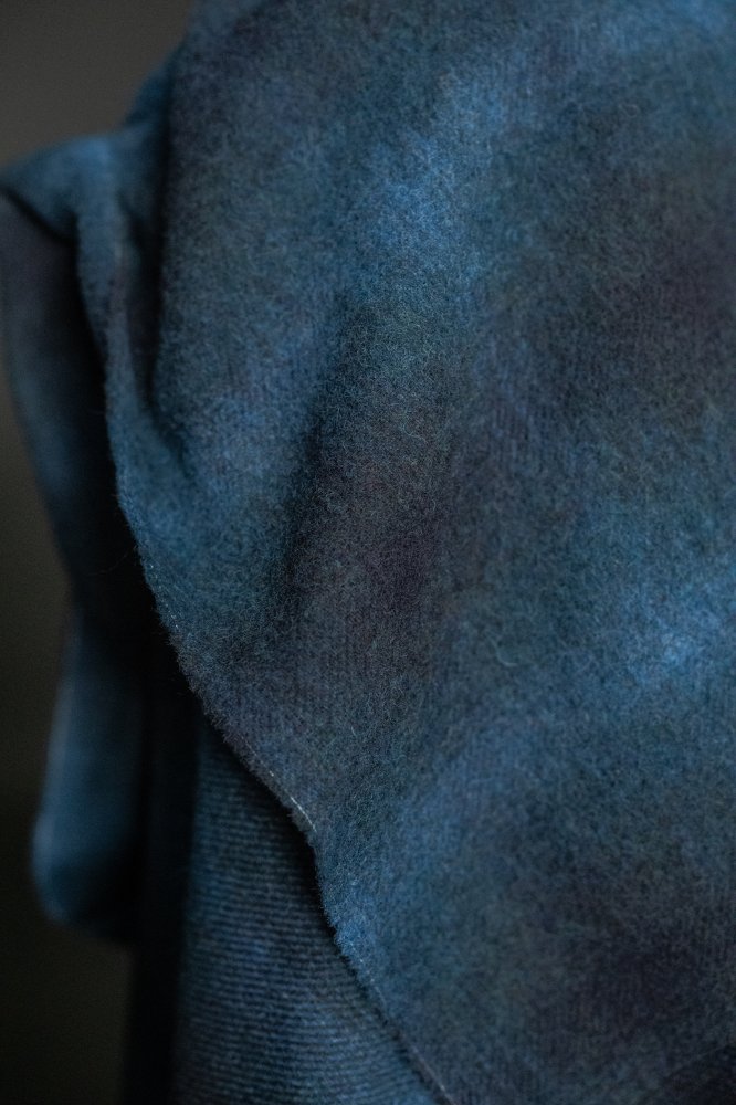 blue black wool check fabric