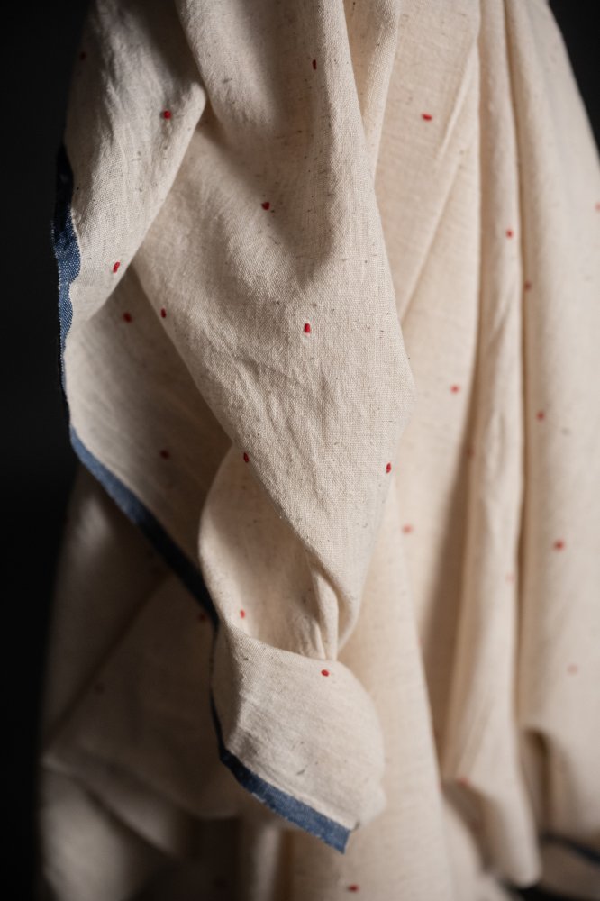 cream tangaliya handwoven fabric