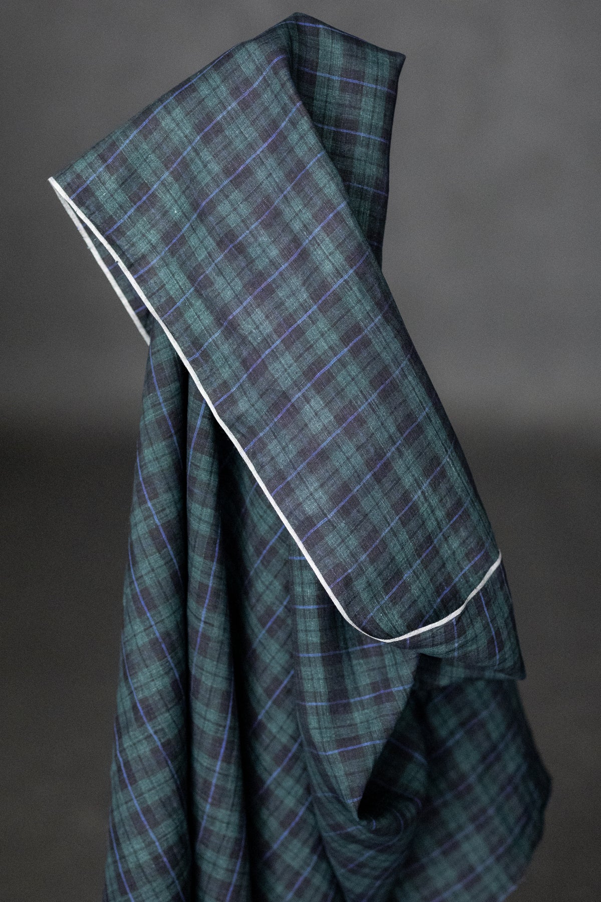 Handwoven Linen Check - Tartan Blue